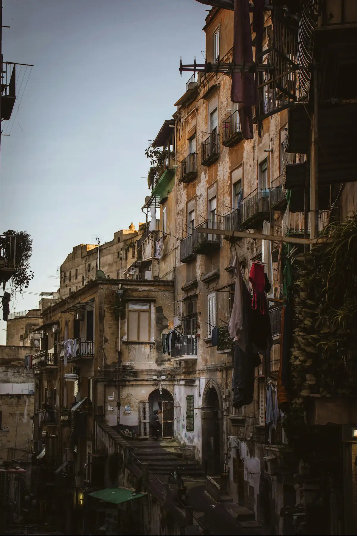 Typical Naples street with its buildings.