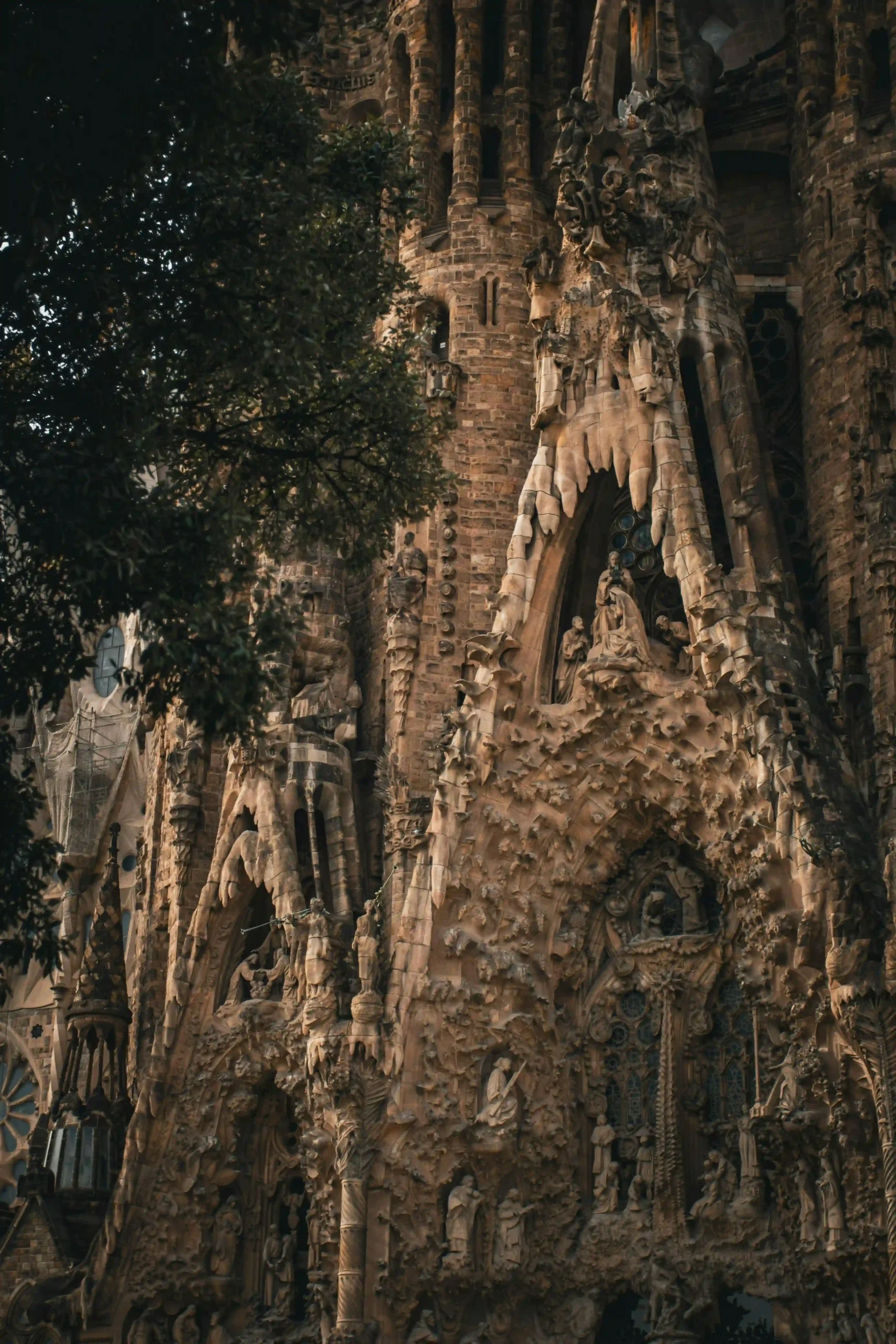 Detail of the façade of the Sagrada Família in Barcelona.