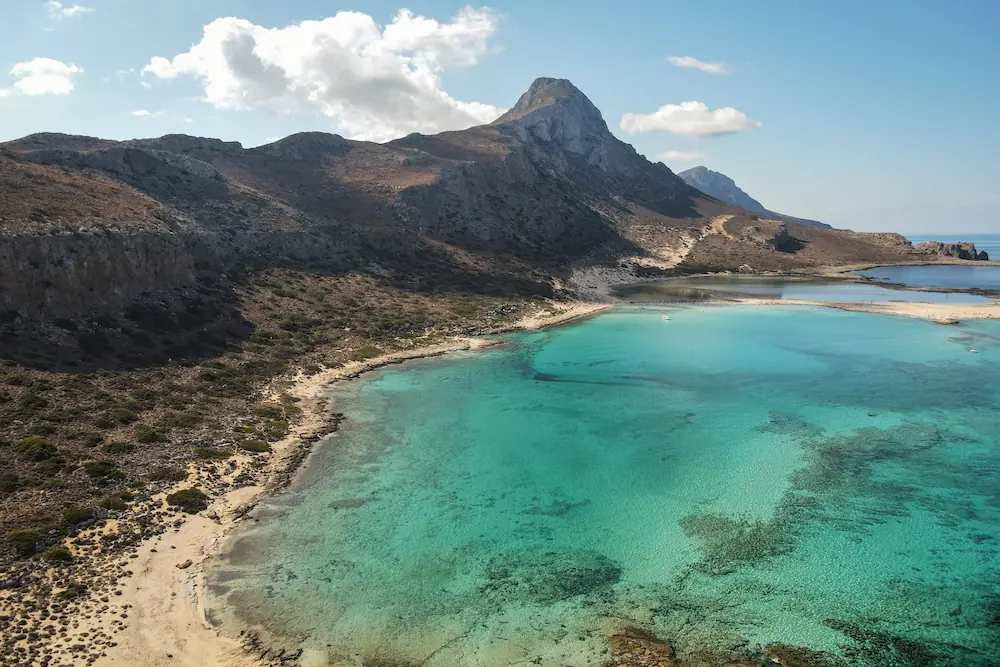 A bay in Crete with turquoise waters.