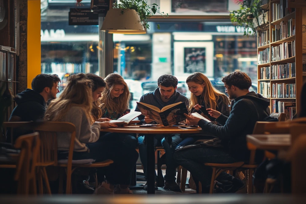 Our reading group gathered in a cozy cafe in Dublin for a lively literary discussion.