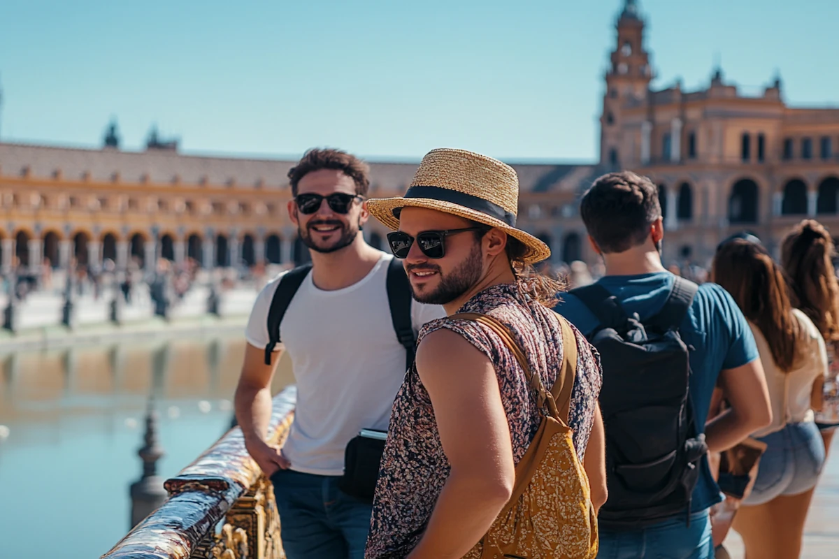 Group of participants from our book club exploring Seville, forming lasting friendships.