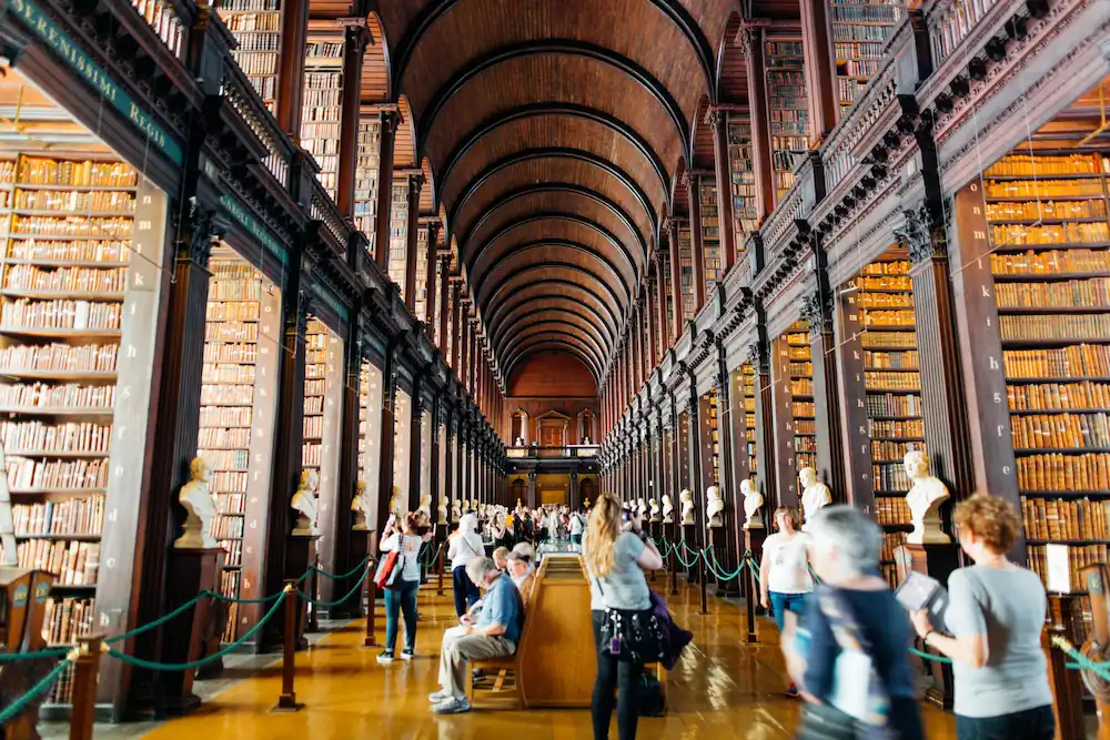 The interior of the Trinity College Library in Dublin, where our literary reading group is holding a discussion.