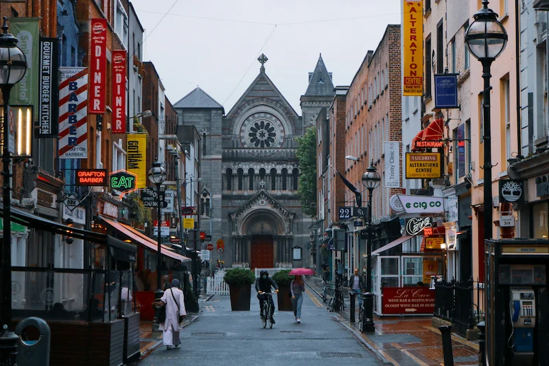 Literary reading group from our club exploring South Anne Street in Dublin and visiting Saint Ann's Church.